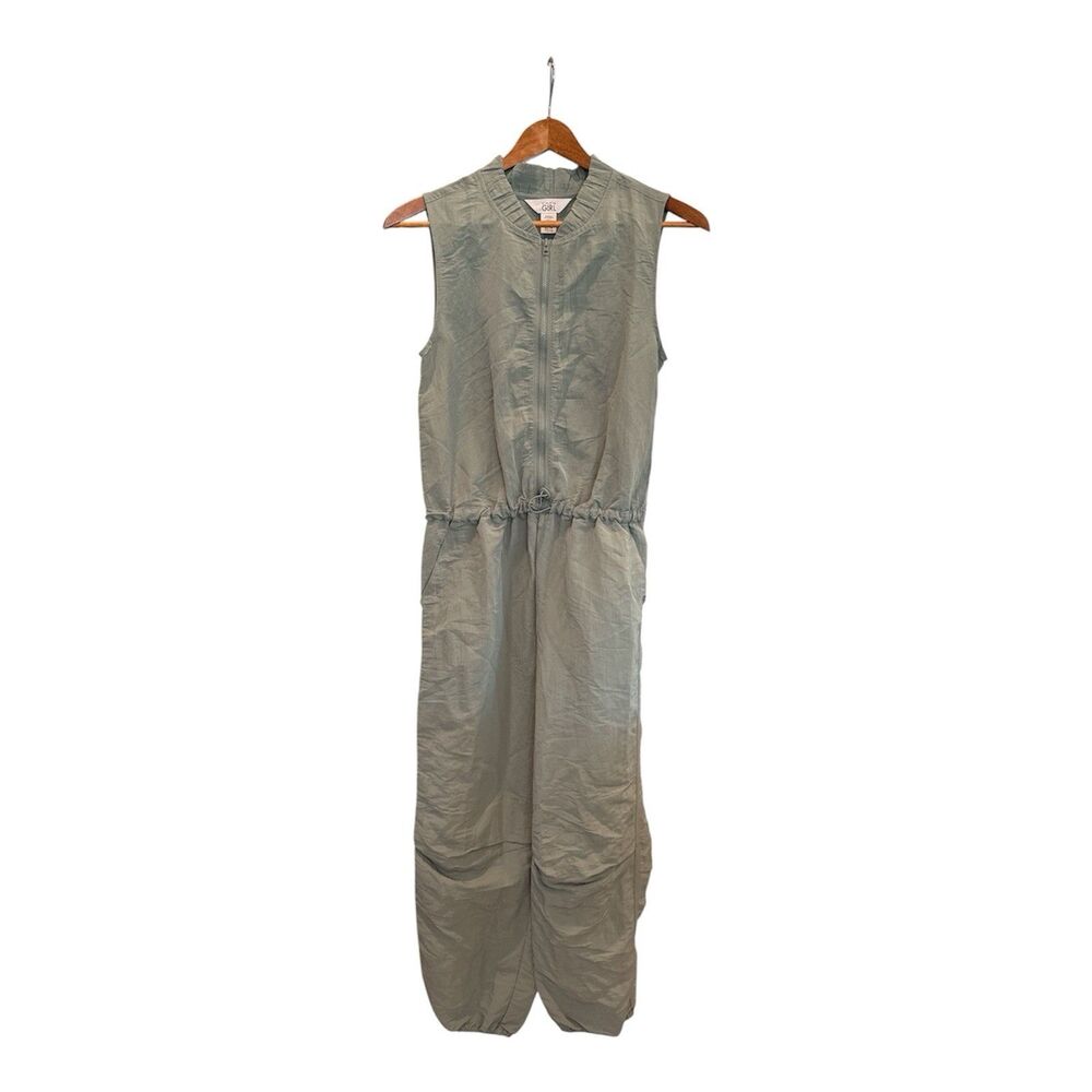 Athleta Girl Utility Woven Jumpsuit Zip Up Sleeveless Size 14 NWT Agave Green